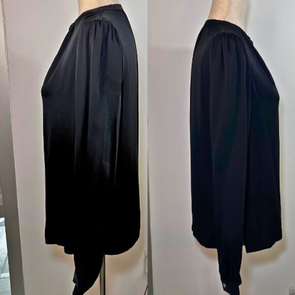 DIANE VON FURSTENBERG DVF Black Silk Billow Blouse with Gold Buttons Size 6 - Picture 5 of 11